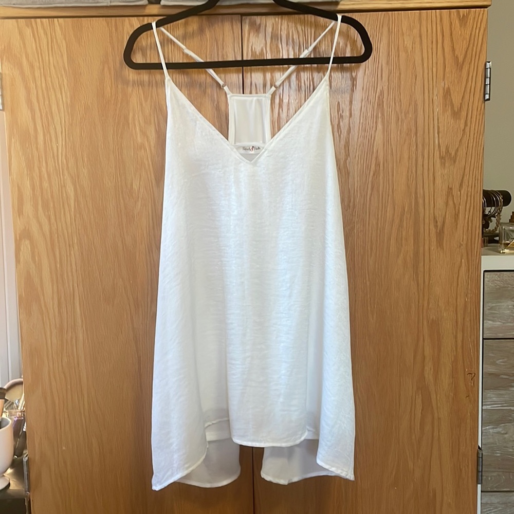 Perfectly Priscilla sz22/24 seeing is believing white satin tank NWOT